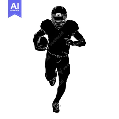 Silhouette of a Football Player Running with the Ball