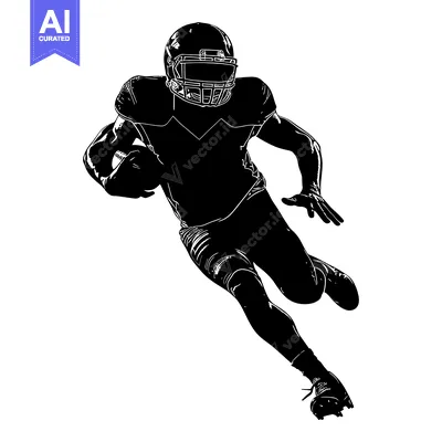 Aset premium populer: Silhouette of a Football Player Running with the Ball