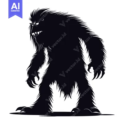 Popular premium asset: Silhouette of a Ferocious, Hairy Monster with Sharp Claws