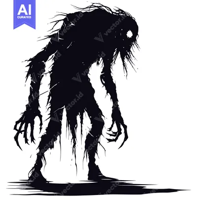 Popular premium asset: Silhouette of a Tall, Slender, Horror Monster With Long Claws and a Ri