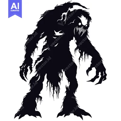 Popular premium asset: Silhouette of a Ferocious Monster with Sharp Claws and Teeth