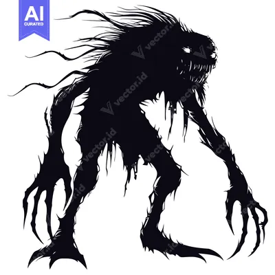Aset premium populer: Silhouette of a Monstrous Creature with Claws and Sharp Teeth