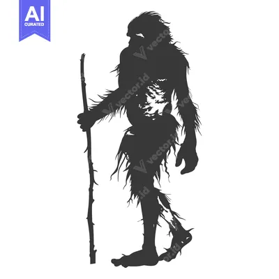 Popular premium asset: Silhouette of a hairy humanoid figure holding a stick