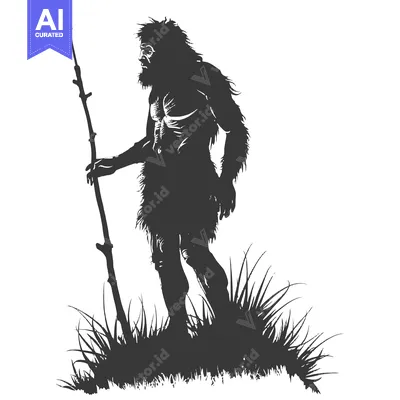 Aset premium populer: Silhouette of a Primitive Man Holding a Spear in Grass