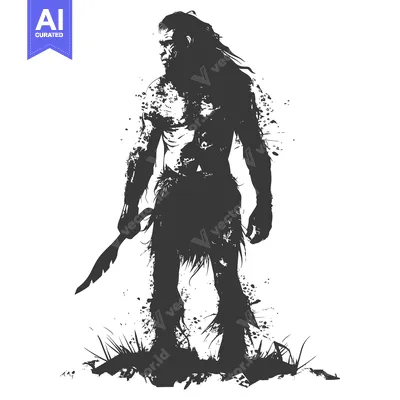 Popular premium asset: A Silhouette of a Primitive Human Holding a Knife in a Grassy Area