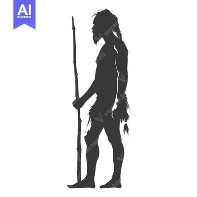 Aset premium populer: Silhouette of a Caveman Holding a Stick