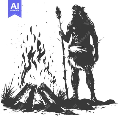 Aset premium populer: Primitive Man Contemplating a Fire