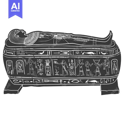 Premium design asset: Ancient Egyptian Sarcophagus with Hieroglyphs and Deceased Figure