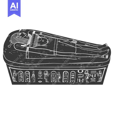Aset premium populer: Ancient Egyptian Sarcophagus with Hieroglyphics and Deceased Figure