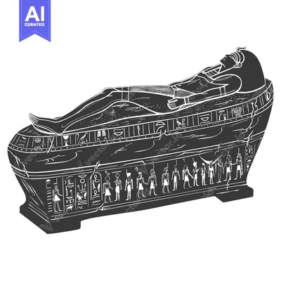 An Ancient Egyptian Sarcophagus With Hieroglyphics and Depictions of G