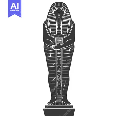 Download Black and White Illustration of an Ancient Egyptian Mummy Vector Graphic