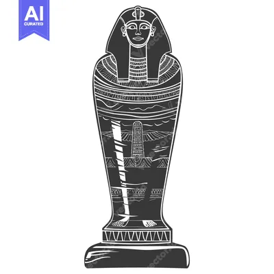 Premium design asset: An Ornate Black and White Egyptian Sarcophagus