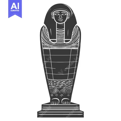 Download Black and White Illustration of an Ancient Egyptian Sarcophagus Vector Graphic