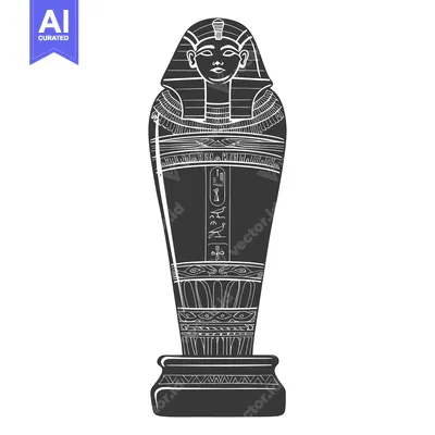 Aset premium populer: Ornate Egyptian Sarcophagus with Hieroglyphics and a Human Face