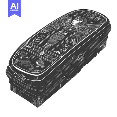 Download Ancient Egyptian Sarcophagus with Hieroglyphics and a Depiction of a D Vector Graphic
