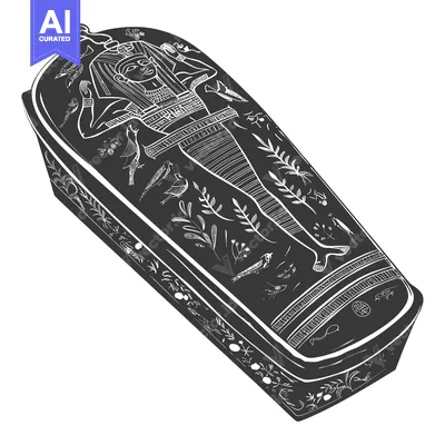 Aset desain premium: An Ancient Egyptian Sarcophagus with Ornate Designs