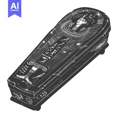 Aset premium populer: An Egyptian sarcophagus decorated with hieroglyphs and an image of a p