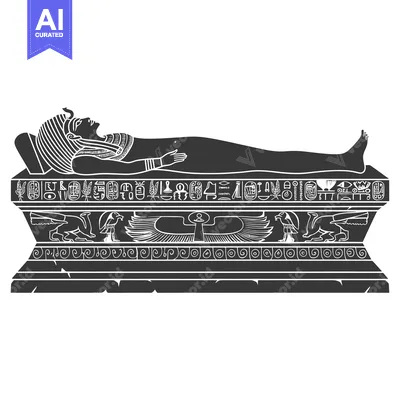 Aset premium populer: An Egyptian sarcophagus with a deceased pharaoh inside