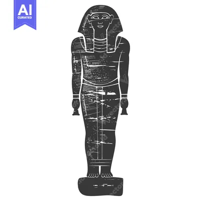 Premium design asset: A Black and White Silhouette of an Egyptian Pharaoh Statue