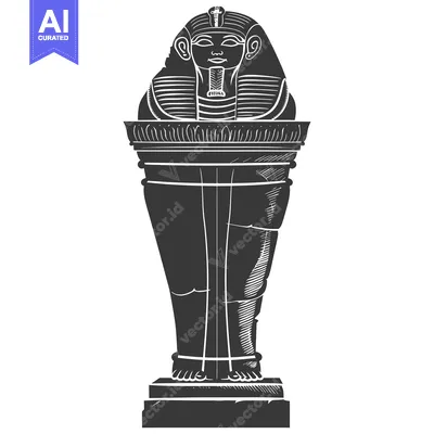 Aset desain premium: Black and White Illustration of an Ancient Egyptian Sarcophagus