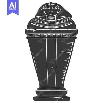Ancient Egyptian Sarcophagus with a Pharaoh's Face Carved on the Lid