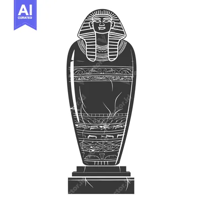 Aset desain premium: An Ancient Egyptian Sarcophagus with a Carved Human Face
