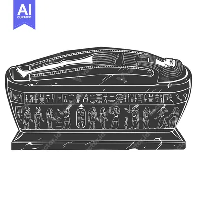 Popular premium asset: A Black and White Illustration of an Ancient Egyptian Sarcophagus with