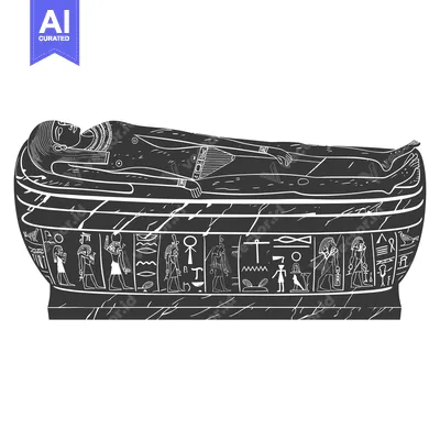 Aset premium populer: An Ancient Egyptian Sarcophagus with Hieroglyphics and a Deceased Phar