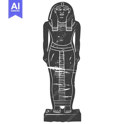 Aset desain premium: A Distressed Black and White Illustration of an Egyptian Statue