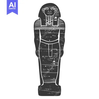 Aset premium populer: Black and White Illustration of an Egyptian Statue