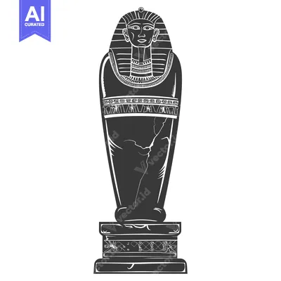 Aset desain premium: Ancient Egyptian Sarcophagus with a Pharaoh Inside