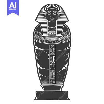 Aset premium populer: An ancient Egyptian sarcophagus with hieroglyphics and a pharaoh's fac