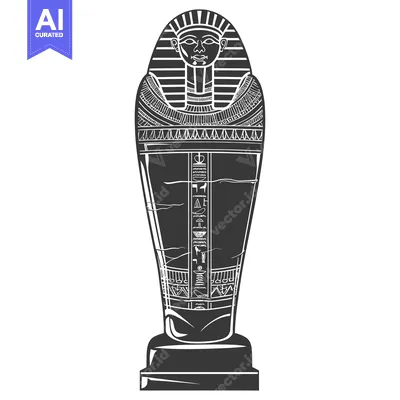 Premium design asset: A Black and White Illustration of an Egyptian Sarcophagus