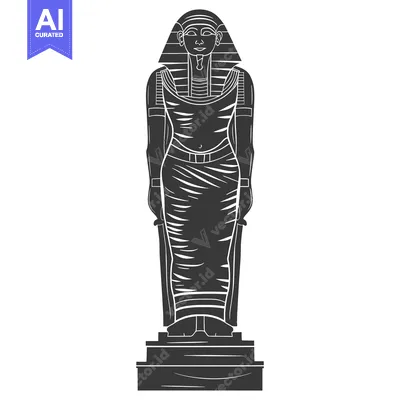 Popular premium asset: Black and white illustration of an ancient Egyptian statue