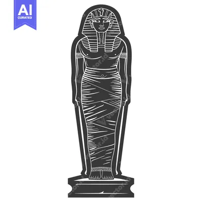 Premium design asset: A Black and White Illustration of an Egyptian Pharaoh Statue