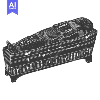 Aset premium populer: Ancient Egyptian Sarcophagus with Hieroglyphics and Carved Figures