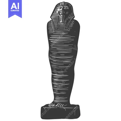 Aset desain premium: An Illustration of an Egyptian Mummy in a Sarcophagus