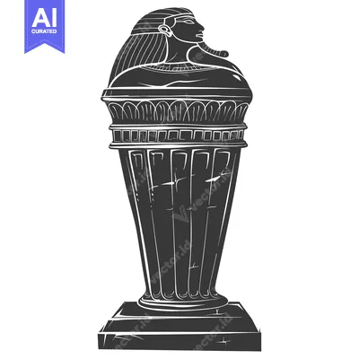 Aset premium populer: An Egyptian Pharoah Bust on a Tall Columnar Pedestal