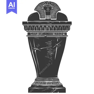Premium design asset: Ancient Egyptian Sarcophagus with Hieroglyphics and Pharaoh's Face