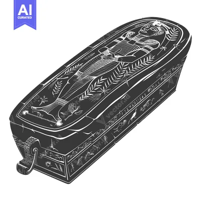 Aset desain premium: Ancient Egyptian Sarcophagus with a Depiction of a Deceased Pharaoh