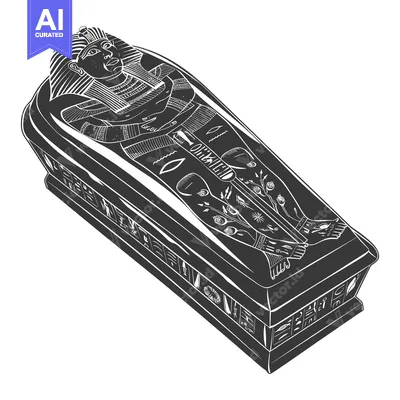 Popular premium asset: Black and White Illustration of an Egyptian Pharaoh Inside a Sarcophag