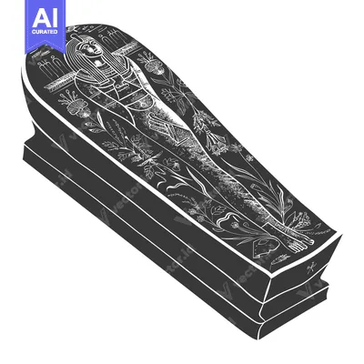 Aset premium populer: Ancient Egyptian Sarcophagus with Floral Motifs and Hieroglyphs