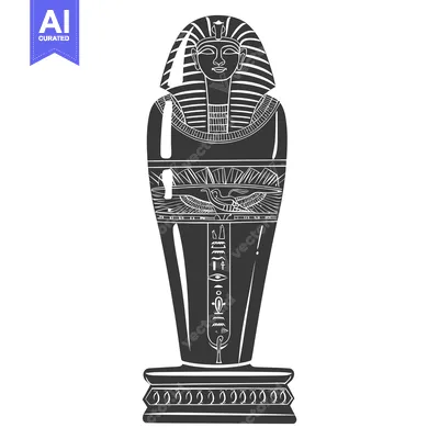 Aset desain premium: Black and White Illustration of an Egyptian Sarcophagus