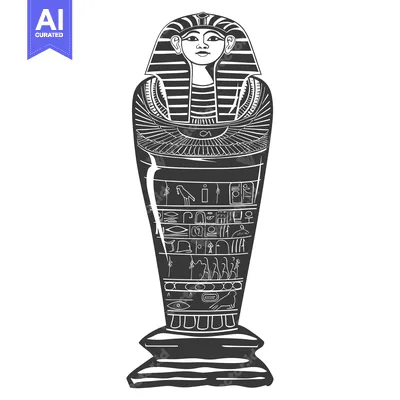 Aset premium populer: An Ancient Egyptian Sarcophagus with Hieroglyphics and a Pharaoh's Fac
