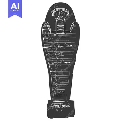 Premium design asset: Black and White Illustration of an Ancient Egyptian Sarcophagus