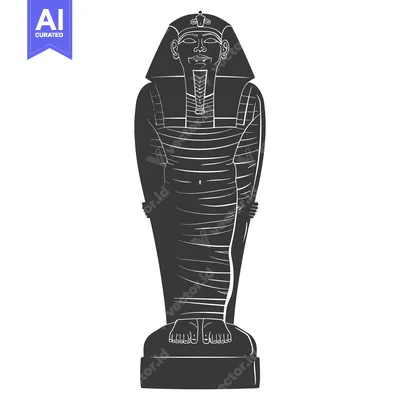 Premium design asset: Black and White Illustration of an Ancient Egyptian Sarcophagus