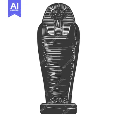 Premium design asset: Black and White Illustration of an Egyptian Mummy Sarcophagus
