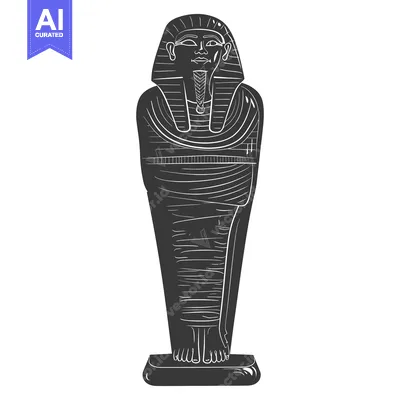 Premium design asset: Black and White Illustration of an Egyptian Sarcophagus