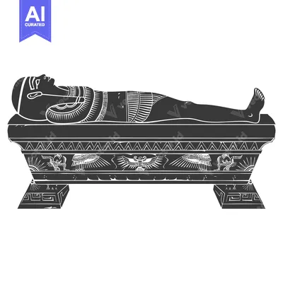Aset desain premium: A Silhouette of an Egyptian Mummy in a Sarcophagus