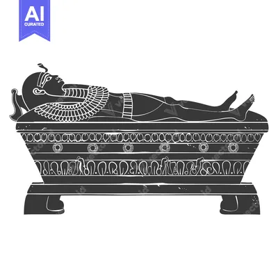 Aset desain premium: An Ancient Egyptian Pharaoh Lying in a Sarcophagus